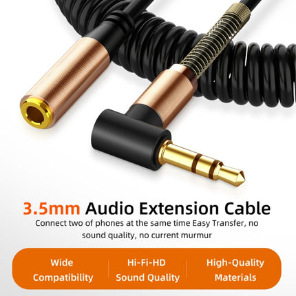 3.5mm Male To Female Spring AUX Extension Cable Speaker Audio Cable, Cable Length: 1.5m(Black)-garmade.com