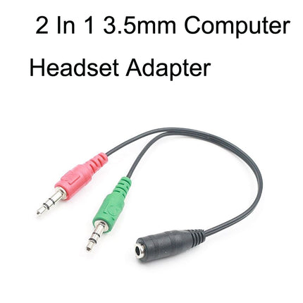 10 PCS 2 In 1 3.5mm Computer Headset Adapter Headphone Splitter(Nickel Plated)-garmade.com