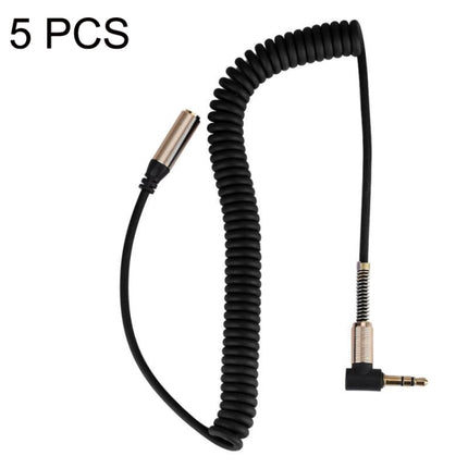 5PCS 3.5MM Male To Female Elbow Spring Retractable Audio Line, Cable Length: 1.5m(Black)-garmade.com