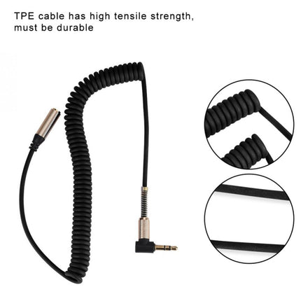 5PCS 3.5MM Male To Female Elbow Spring Retractable Audio Line, Cable Length: 1.5m(Black)-garmade.com