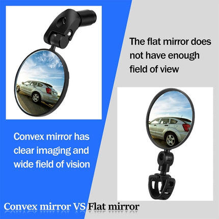 2 PCS Bicycle Convex Rearview Mirror Large View 360 Degree Rotating Mirror-garmade.com