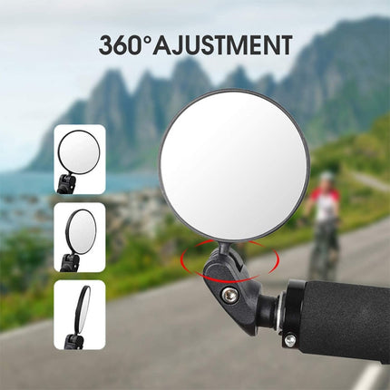2 PCS Bicycle Convex Rearview Mirror Large View 360 Degree Rotating Mirror-garmade.com