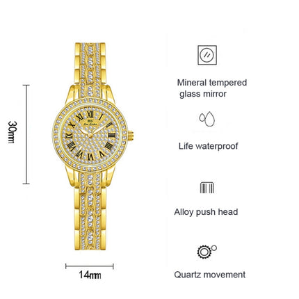 BS Bee Sister FA1501 Ladies Diamond Watch Chain Watch(Silver)-garmade.com