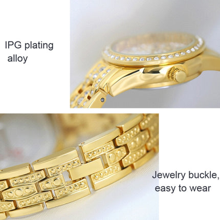 BS Bee Sister FA1501 Ladies Diamond Watch Chain Watch(Gold)-garmade.com