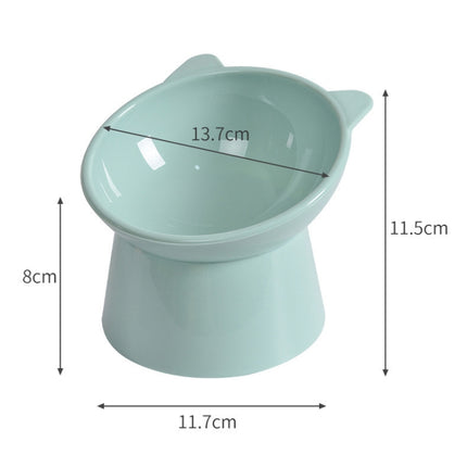 Pet Tall Protection Cervical Slant Mouth Food Bowl Anti-overturning Plastic Cat Bowl(Blue)-garmade.com