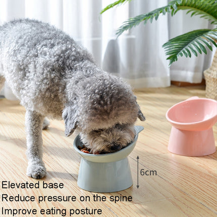 Pet Tall Protection Cervical Slant Mouth Food Bowl Anti-overturning Plastic Cat Bowl(Blue)-garmade.com