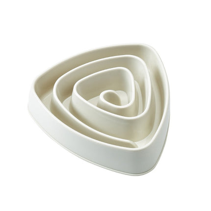Plastic Triangle Resistant Pet Slow Bowl Anti-choking Dog Food Bowl(Large Beige)-garmade.com