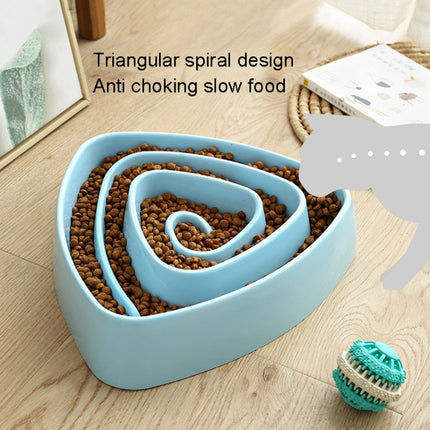 Plastic Triangle Resistant Pet Slow Bowl Anti-choking Dog Food Bowl(Large Pink)-garmade.com