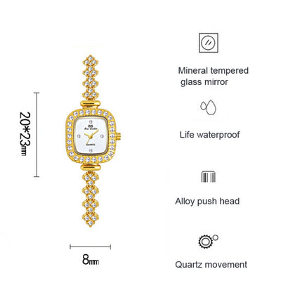 BS Bee Sister FA1518 Women Diamond Watch Bracelet Watch(Gold)-garmade.com