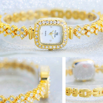 BS Bee Sister FA1518 Women Diamond Watch Bracelet Watch(Gold)-garmade.com