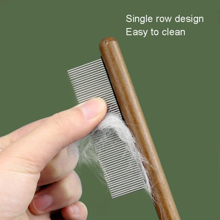 Cat Dog Solid Wood Comb For Removing Floating Hair Pet Cleaning Grooming Flea Comb(E)-garmade.com