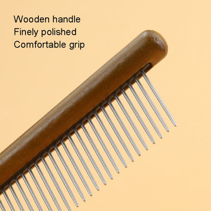 Cat Dog Solid Wood Comb For Removing Floating Hair Pet Cleaning Grooming Flea Comb(E)-garmade.com