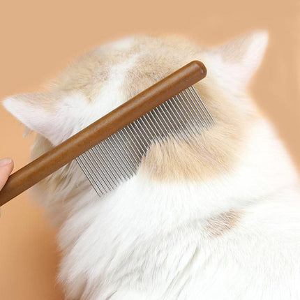 Cat Dog Solid Wood Comb For Removing Floating Hair Pet Cleaning Grooming Flea Comb(C)-garmade.com