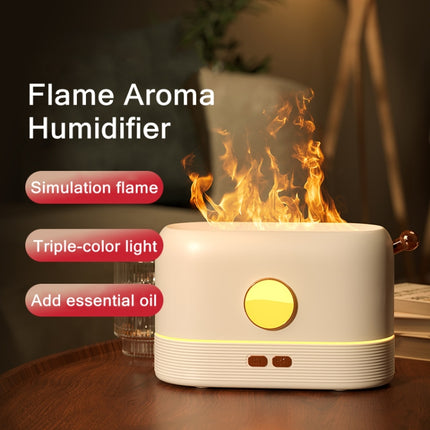 JF801 Desktop Simulation Flame Aroma Diffuser Humidifier, Color: 3 Color Light-White-garmade.com