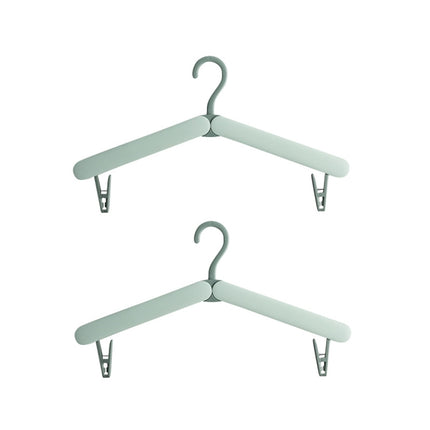 2 PCS Travel Folding Hanger Portable Drying Rack With Small Clamps(Green)-garmade.com