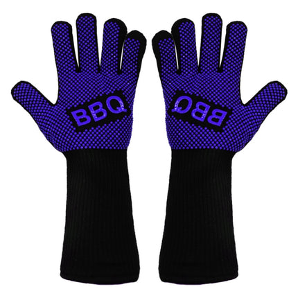 1pair High Temperature Resistant Silicone BBQ Gloves Anti-Scalding Gloves(BBQ Blue)-garmade.com