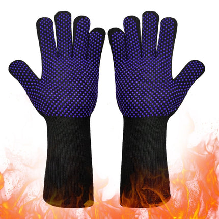 1pair High Temperature Resistant Silicone BBQ Gloves Anti-Scalding Gloves(Full Dots Blue)-garmade.com