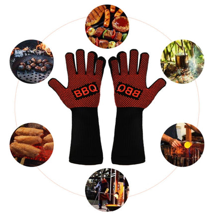 1pair High Temperature Resistant Silicone BBQ Gloves Anti-Scalding Gloves(Fish Bone Red)-garmade.com