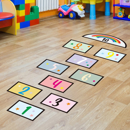 2 PCS Digital Jumping Grid Game Floor Paste Preschool Ground Decoration For Children(zsz1443)-garmade.com