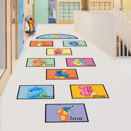 2 PCS Digital Jumping Grid Game Floor Paste Preschool Ground Decoration For Children(zsz1345)-garmade.com