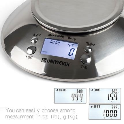 5kg/1g High Precision Kitchen Scale Roasting Electronic Scale Coffee Scale with Alarm Timer(Silver)-garmade.com