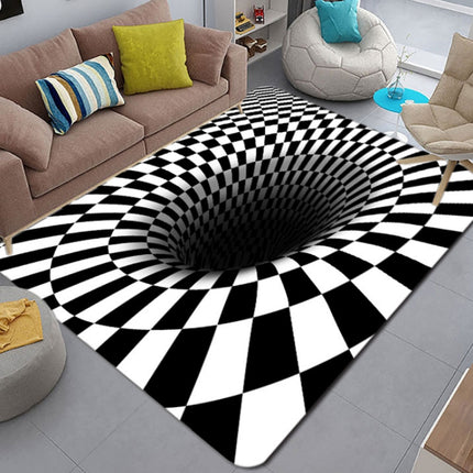 3D Geometric Stereo Trap Vision Living Room Bedroom Carpet, Size: 40x60cm(Yellow Letter Model)-garmade.com