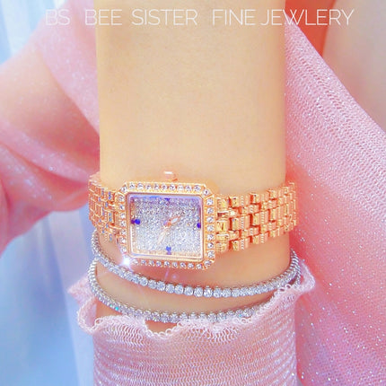 BS Bee Sister FA1597 Ladies Alloy Watch Diamond Watch(Rose Gold)-garmade.com