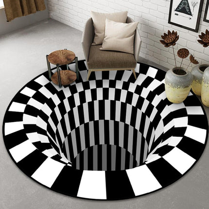 3D Illusion Stereo Vision Carpet Living Room Floor Mat, Size: 60x60cm(Round Vision 1)-garmade.com
