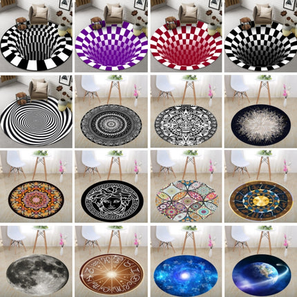 3D Illusion Stereo Vision Carpet Living Room Floor Mat, Size: 60x60cm(Round K)-garmade.com