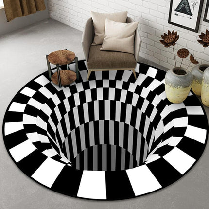 3D Illusion Stereo Vision Carpet Living Room Floor Mat, Size: 80x80cm(Round Vision 1)-garmade.com