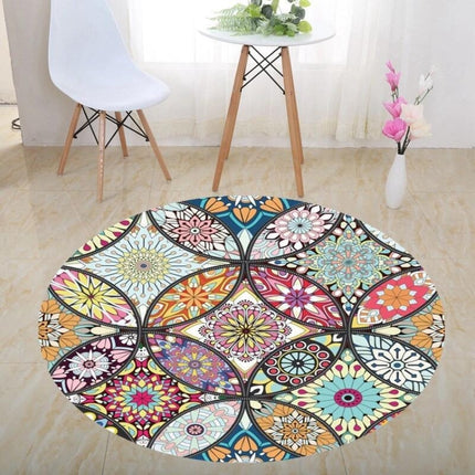 3D Illusion Stereo Vision Carpet Living Room Floor Mat, Size: 150x150cm(Round F)-garmade.com