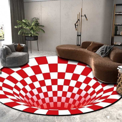 3D Illusion Stereo Vision Carpet Living Room Floor Mat, Size: 150x150cm(Round C)-garmade.com