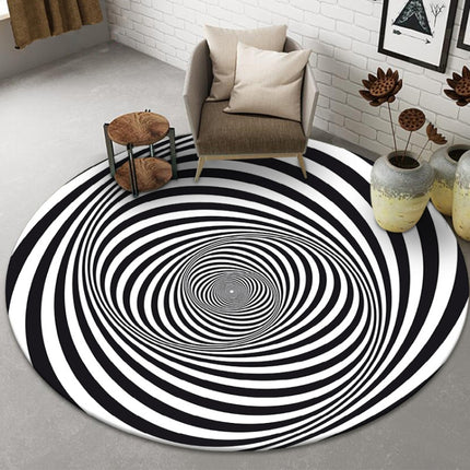 3D Illusion Stereo Vision Carpet Living Room Floor Mat, Size: 180x180cm(Round Vision 5)-garmade.com