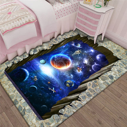 3D Stereo Rectangular Visual Geometric Living Room Carpet, Size: 50x80cm(Cosmic Starry Sky)-garmade.com