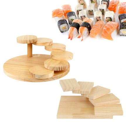 Wood Serving Tray Rotating Steps Meat Plate Sushi Dish, Specification: Five Steps-garmade.com