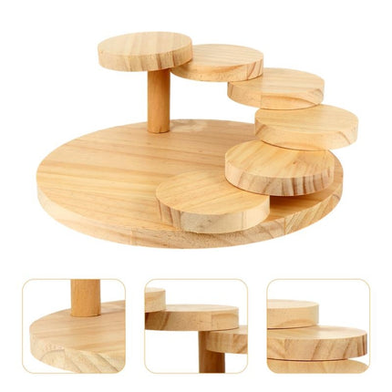 Wood Serving Tray Rotating Steps Meat Plate Sushi Dish, Specification: Five Steps-garmade.com