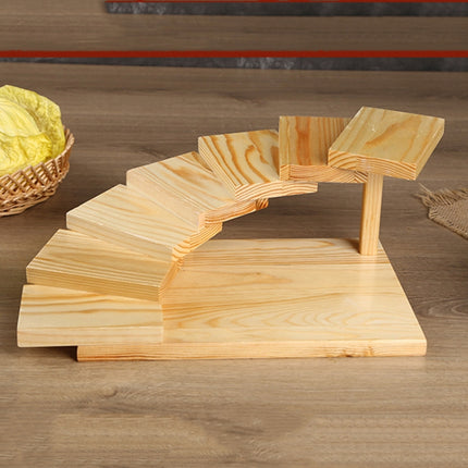 Wood Serving Tray Rotating Steps Meat Plate Sushi Dish, Specification: Seven Steps-garmade.com