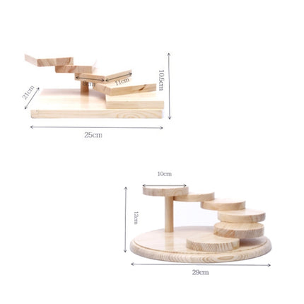 Wood Serving Tray Rotating Steps Meat Plate Sushi Dish, Specification: Round Nine Steps-garmade.com