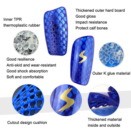 TPR Honeycomb Transparent Leg Protection Plug Board Football Protection Gear(Blue L)-garmade.com
