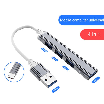 4 in 1 Mini Multifunctional Expanded Docking, Spec: Type-C/USB-C 3.0 (Silver)-garmade.com