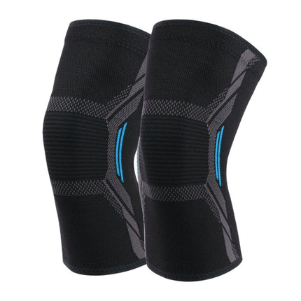 2pcs Nylon Sports Protective Gear Four-Way Stretch Knit Knee Pads, Size: S(Black Blue)-garmade.com