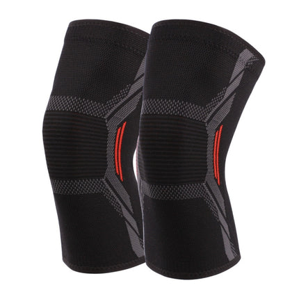 2pcs Nylon Sports Protective Gear Four-Way Stretch Knit Knee Pads, Size: S(Black Red)-garmade.com