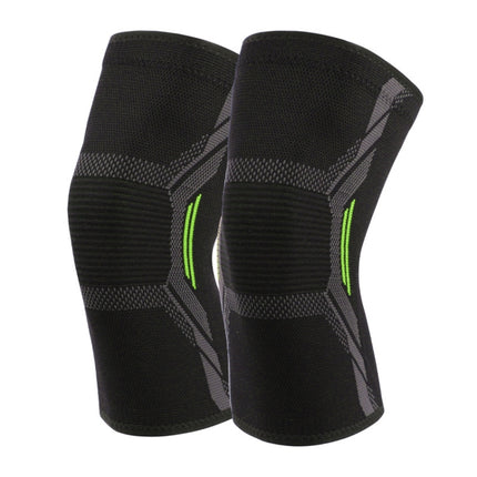 2pcs Nylon Sports Protective Gear Four-Way Stretch Knit Knee Pads, Size: L(Dark Green)-garmade.com