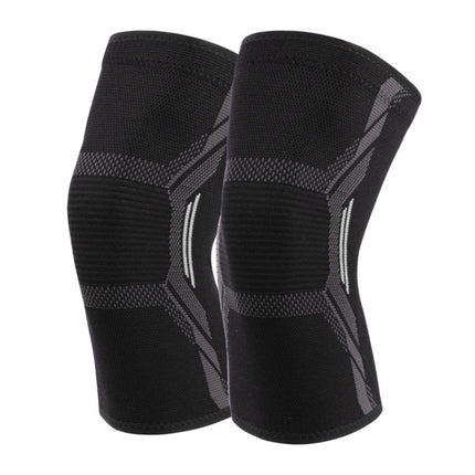 2pcs Nylon Sports Protective Gear Four-Way Stretch Knit Knee Pads, Size: L(Black White)-garmade.com