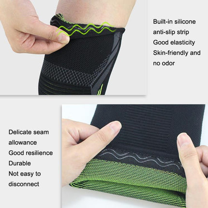 2pcs Nylon Sports Protective Gear Four-Way Stretch Knit Knee Pads, Size: L(Dark Green)-garmade.com