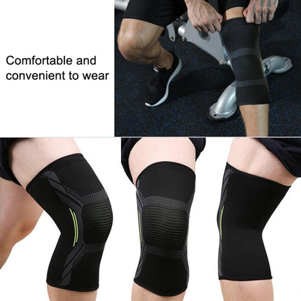 2pcs Nylon Sports Protective Gear Four-Way Stretch Knit Knee Pads, Size: L(Black Blue)-garmade.com