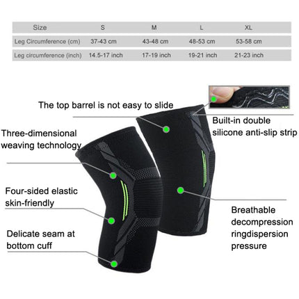 2pcs Nylon Sports Protective Gear Four-Way Stretch Knit Knee Pads, Size: L(Dark Green)-garmade.com