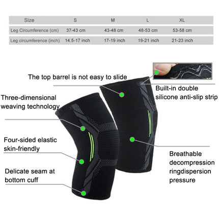 2pcs Nylon Sports Protective Gear Four-Way Stretch Knit Knee Pads, Size: L(Black White)-garmade.com