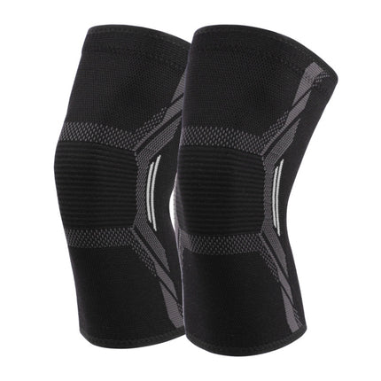 2pcs Nylon Sports Protective Gear Four-Way Stretch Knit Knee Pads, Size: XL(Black White)-garmade.com