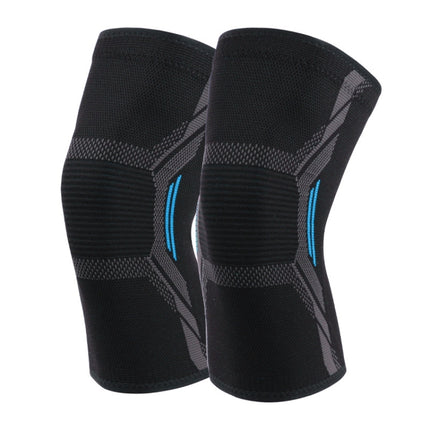 2pcs Nylon Sports Protective Gear Four-Way Stretch Knit Knee Pads, Size: XL(Black Blue)-garmade.com